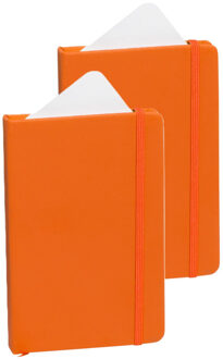 Notitieboekje met harde kaft en elastiek - 2x - oranje - 9 x 14 cm - 100 blanco paginas