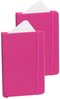 Notitieboekje met harde kaft en elastiek - 2x - roze - 9 x 14 cm - 100 blanco paginas
