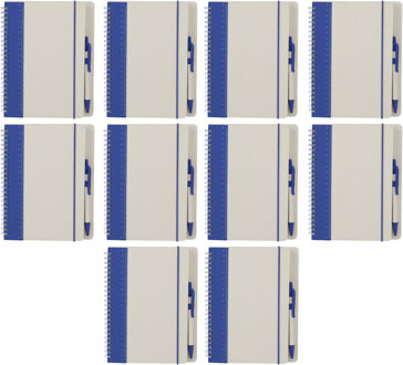 Notitieboekje / opschrijfboekje A5 - 10x - blauw - Harde kaft - 18 x 21 cm - 70 pagina's - met linia
