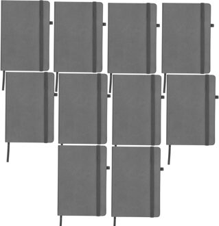 Notitieboekje / opschrijfboekje A5 - 10x - grijs - 15 x 21 cm - harde kaft
