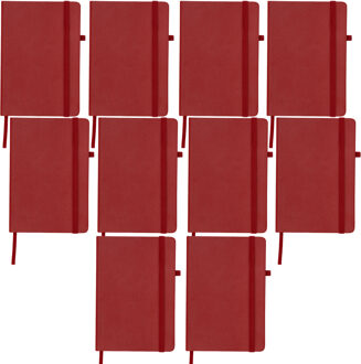 Notitieboekje / opschrijfboekje A5 - 10x - rood - 15 x 21 cm - harde kaft