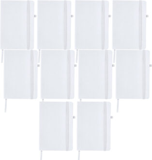 Notitieboekje / opschrijfboekje A5 - 10x - wit - 15 x 21 cm - harde kaft