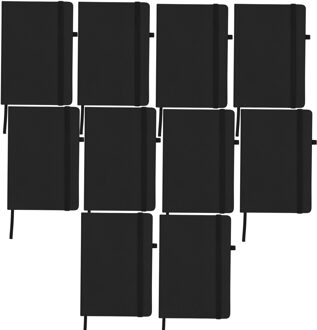 Notitieboekje / opschrijfboekje A5 - 10x - zwart - 15 x 21 cm - harde kaft