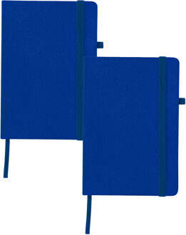 Notitieboekje / opschrijfboekje A5 - 2x - blauw - 15 x 21 cm - harde kaft