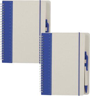 Notitieboekje / opschrijfboekje A5 - 2x - blauw - Harde kaft - 18 x 21 cm - 70 pagina's - met liniaa