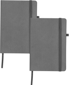 Notitieboekje / opschrijfboekje A5 - 2x - grijs - 15 x 21 cm - harde kaft