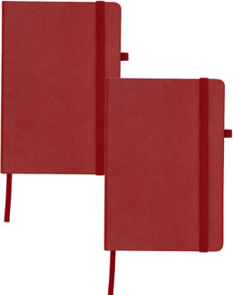 Notitieboekje / opschrijfboekje A5 - 2x - rood - 15 x 21 cm - harde kaft