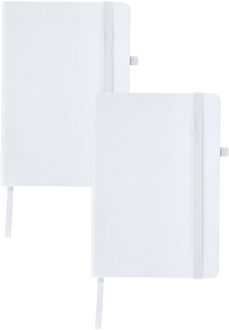 Notitieboekje / opschrijfboekje A5 - 2x - wit - 15 x 21 cm - harde kaft