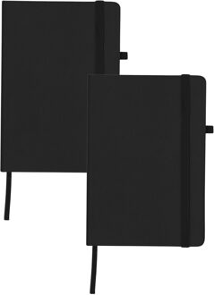 Notitieboekje / opschrijfboekje A5 - 2x - zwart - 15 x 21 cm - harde kaft