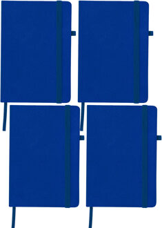 Notitieboekje / opschrijfboekje A5 - 4x - blauw - 15 x 21 cm - harde kaft
