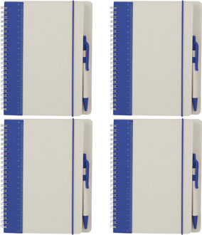 Notitieboekje / opschrijfboekje A5 - 4x - blauw - Harde kaft - 18 x 21 cm - 70 pagina's - met liniaa