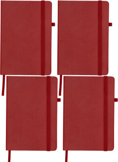 Notitieboekje / opschrijfboekje A5 - 4x - rood - 15 x 21 cm - harde kaft