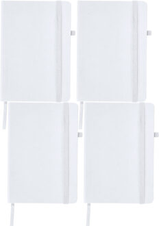 Notitieboekje / opschrijfboekje A5 - 4x - wit - 15 x 21 cm - harde kaft