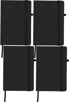 Notitieboekje / opschrijfboekje A5 - 4x - zwart - 15 x 21 cm - harde kaft