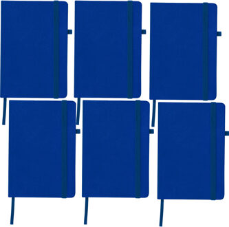 Notitieboekje / opschrijfboekje A5 - 6x - blauw - 15 x 21 cm - harde kaft