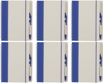 Notitieboekje / opschrijfboekje A5 - 6x - blauw - Harde kaft - 18 x 21 cm - 70 pagina's - met liniaa
