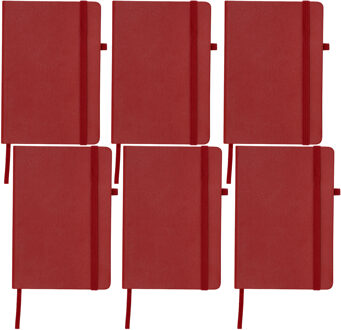 Notitieboekje / opschrijfboekje A5 - 6x - rood - 15 x 21 cm - harde kaft