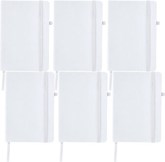 Notitieboekje / opschrijfboekje A5 - 6x - wit - 15 x 21 cm - harde kaft