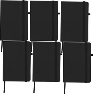 Notitieboekje / opschrijfboekje A5 - 6x - zwart - 15 x 21 cm - harde kaft
