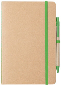 Notitieboekje/opschrijfboekje A5 - Nature Line - 15 x 21 cm - 60 blanco paginas - groen elastiek