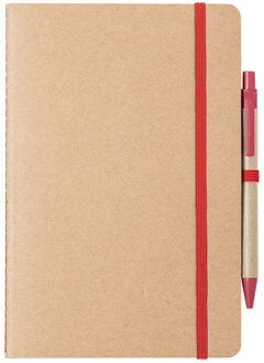Notitieboekje/opschrijfboekje A5 - Nature Line - 15 x 21 cm - 60 blanco paginas - rood elastiek