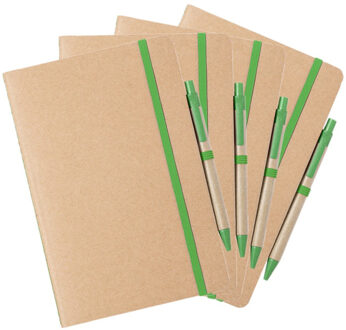 Notitieboekje/opschrijfboekje A5 - Set van 4x stuks - Nature Line - 15 x 21 cm - 60 blanco paginas