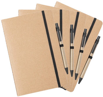 Notitieboekje/opschrijfboekje A5 - Set van 4x stuks - Nature Line - 15 x 21 cm - 60 blanco paginas