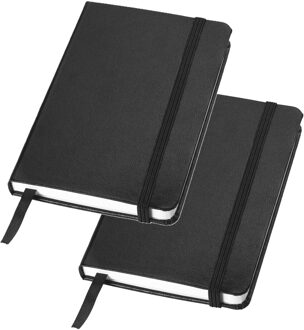 Notitieboekje/opschrijfboekje - Set van 2x stuks - gelinieerd - 80 pagina - zwart - A6 formaat - Har
