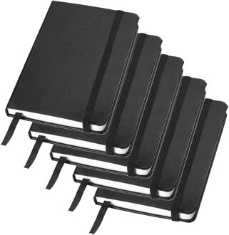 Notitieboekje/opschrijfboekje - Set van 5x stuks - gelinieerd - 80 pagina - zwart - A6 formaat - Har