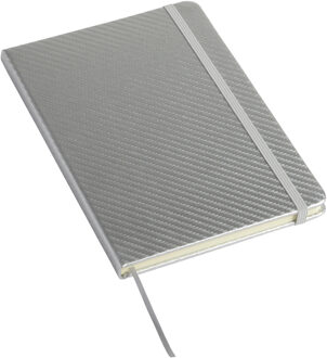 Notitieboekje/schrift harde kaft - zilver - A5 formaat - met sluitband en bladwijzer - 80 pag