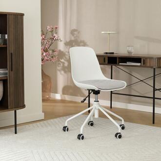 Nout bureaustoel wit met grijs zitkussen - wit onderstel