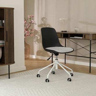 Nout bureaustoel zwart met grijs zitkussen - wit onderstel
