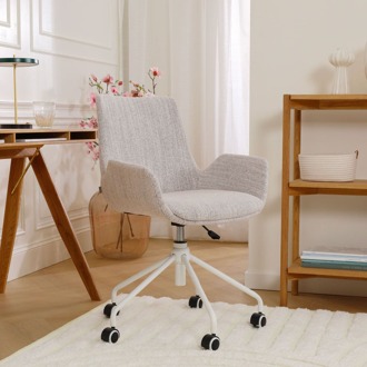 Nout-Eef bureaustoel beige gemêleerd - wit onderstel