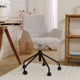 Nout-Eef bureaustoel beige gemêleerd - zwart onderstel