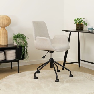 Nout-Eef bureaustoel beige - zwart onderstel - set van 2