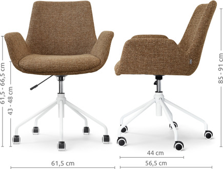 Nout-Eef bureaustoel bruin blend - wit onderstel