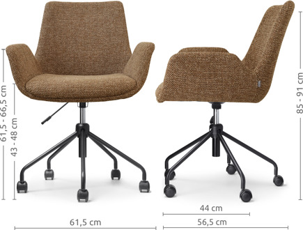 Nout-Eef bureaustoel bruin blend - zwart onderstel