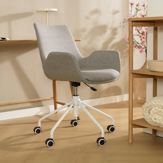 Nout-Eef bureaustoel warm grijs - wit onderstel