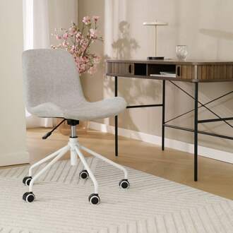 Nout-Fé bureaustoel lichtgrijs - wit onderstel - set van 2