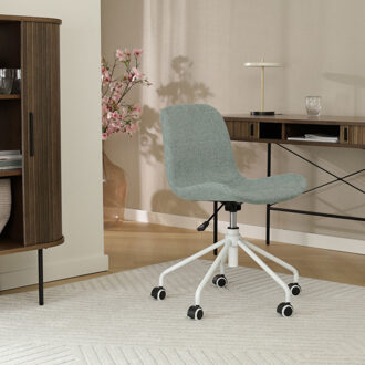 Nout-Fé bureaustoel zacht groen - wit onderstel - set van 2