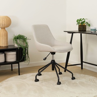 Nout-Isa bureaustoel beige - zwart onderstel - set van 2