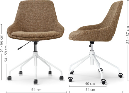 Nout-Isa bureaustoel bruin blend - wit onderstel