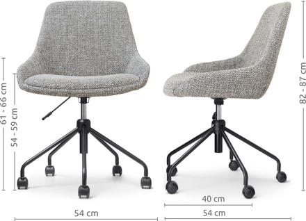 Nout-Isa bureaustoel grijs blend - zwart onderstel