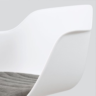 Nout-Liz eetkamerstoel wit met zeegrijs zitkussen - wit onderstel