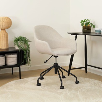 Nout-Mae Bureaustoel Beige - Armleuning - Zwart Onderstel