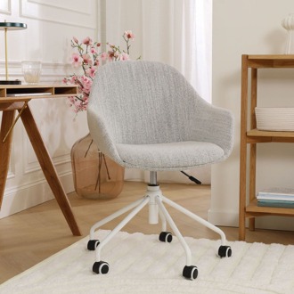 Nout-Mae bureaustoel beige gemêleerd - wit onderstel
