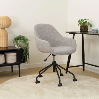 Nout-Mae bureaustoel bouclé taupe - zwart onderstel - set van 2