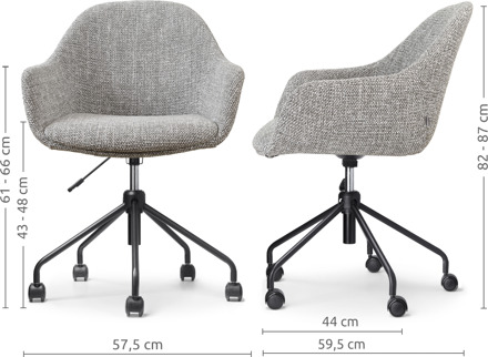 Nout-Mae bureaustoel grijs blend - zwart onderstel