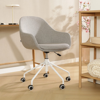 Nout-Mae bureaustoel warm grijs - wit onderstel