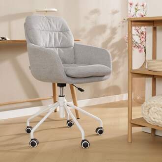 Nout-Mia bureaustoel grijs - wit onderstel - set van 2